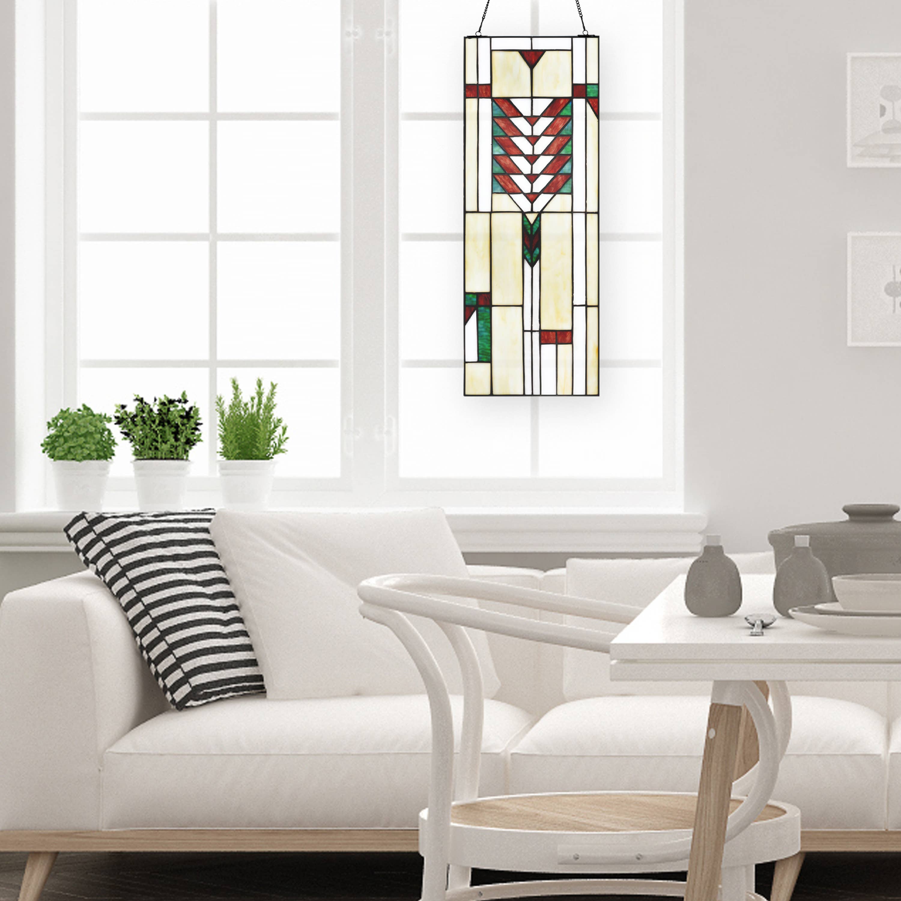 Declan Ivory Stained Glass Window Panel