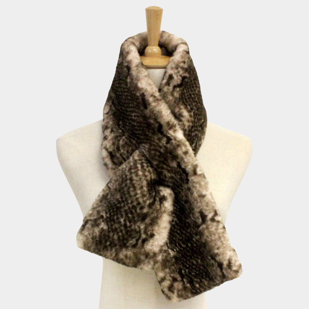 Snake Skin Faux Fur Scarf
