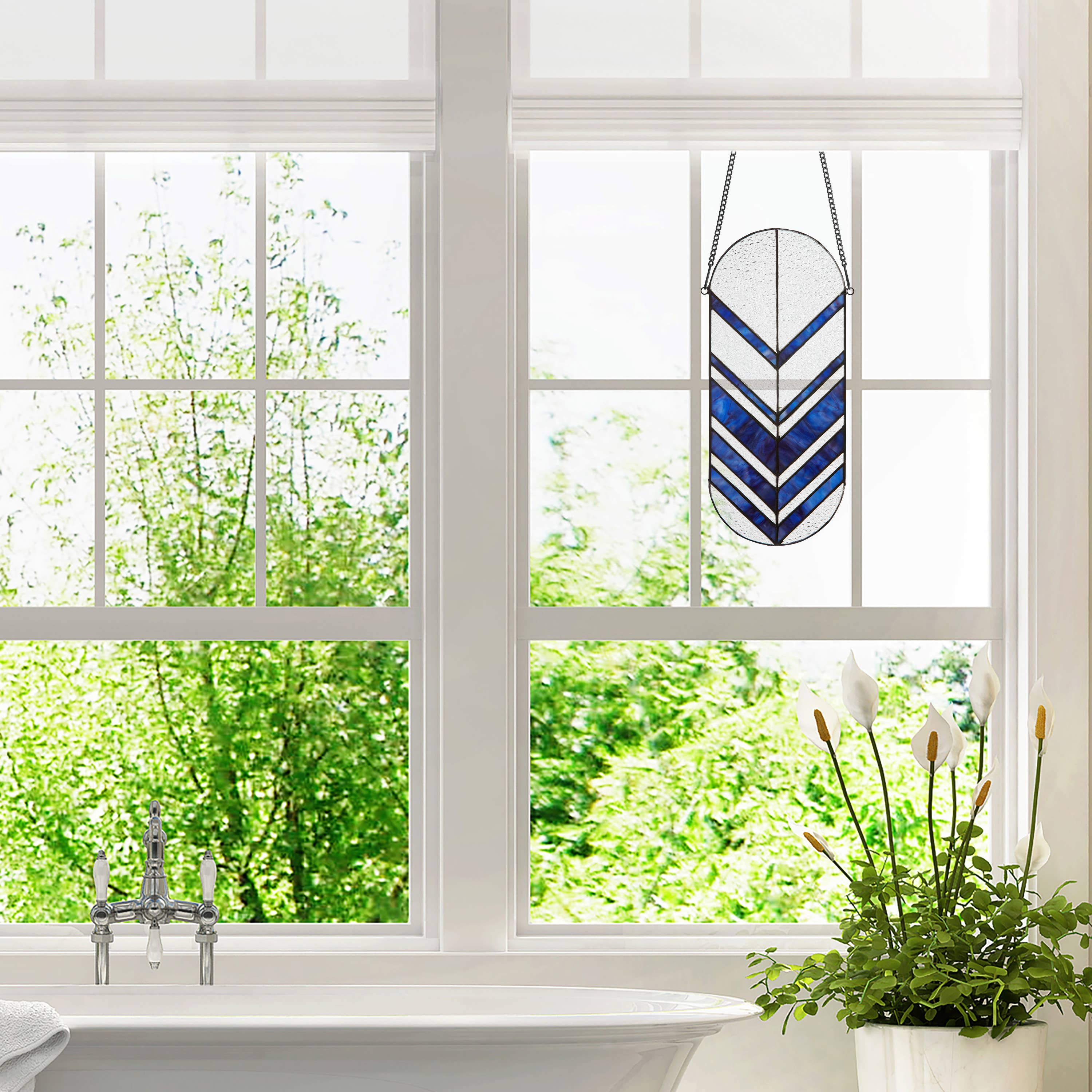 Darby Clear & Blue Arrows Stained Glass