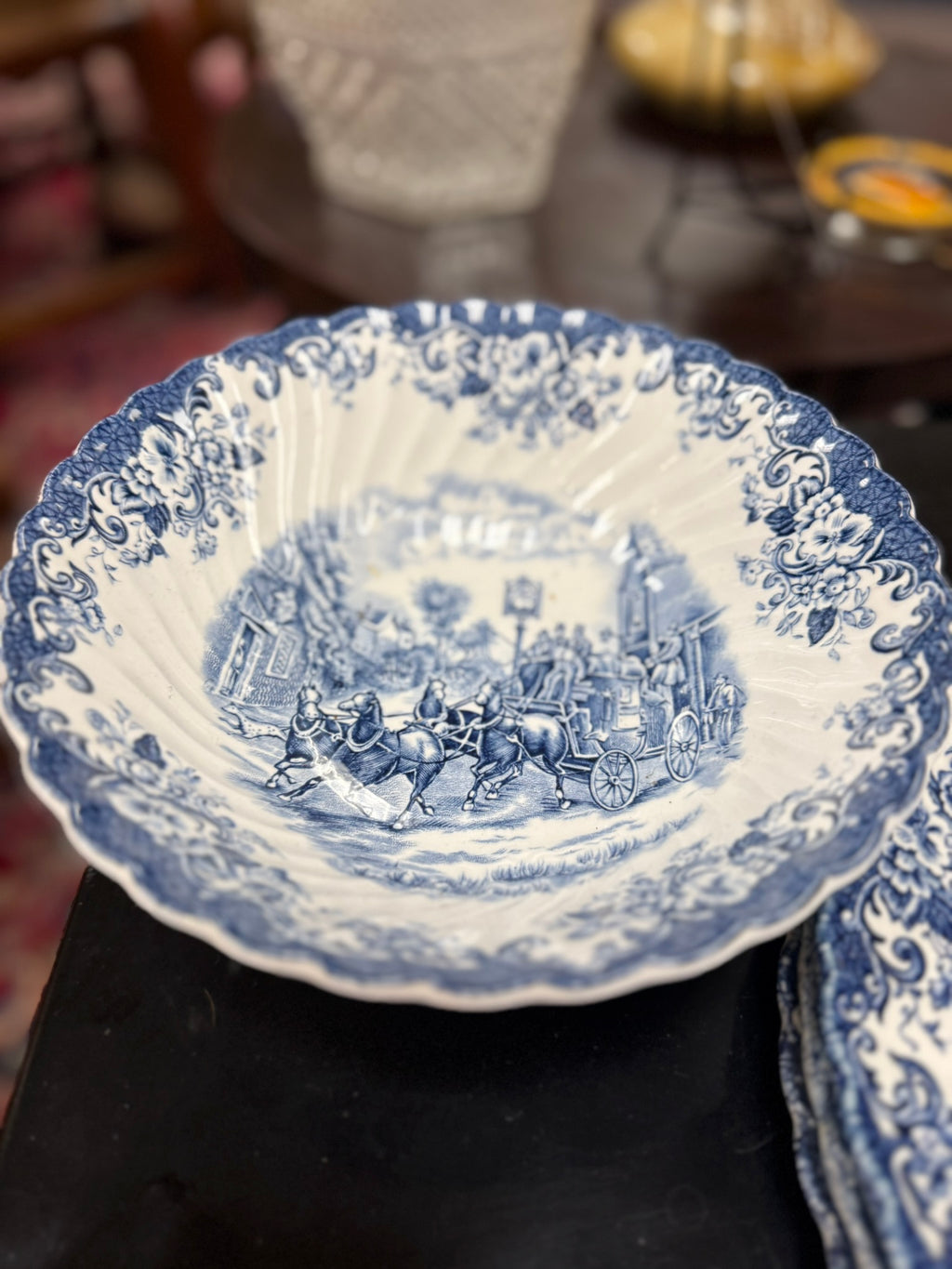 Johnson Brothers "Coaching Scenes" - Blue & White Dinner Plates (Individual)