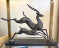 Contemporary Bronze Running Gazelles Sculpture