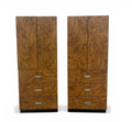 Pair of burlwood laminate veneer storage cabinets