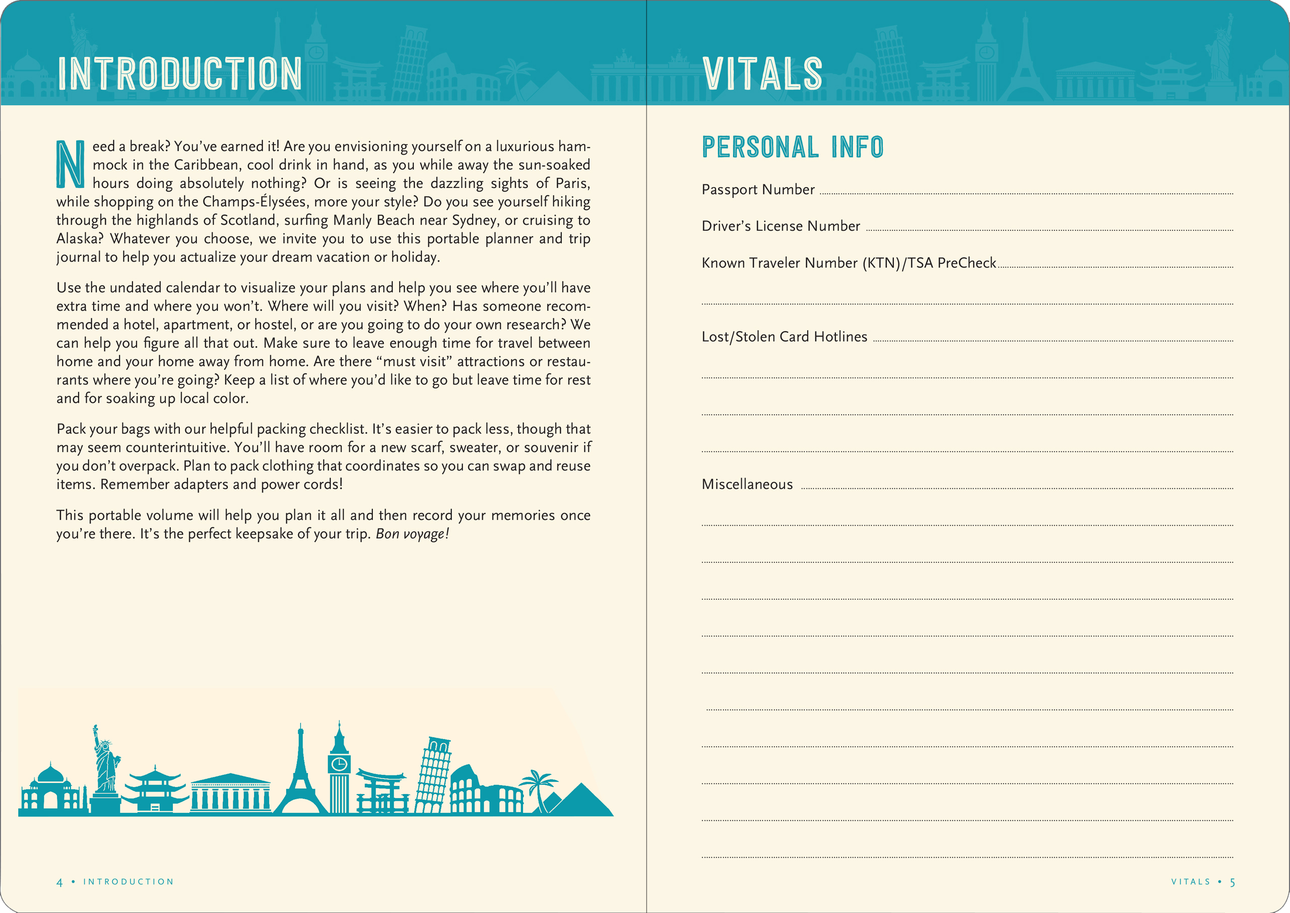 Travel Checklist Journal: A Portable Trip Planner and Diary