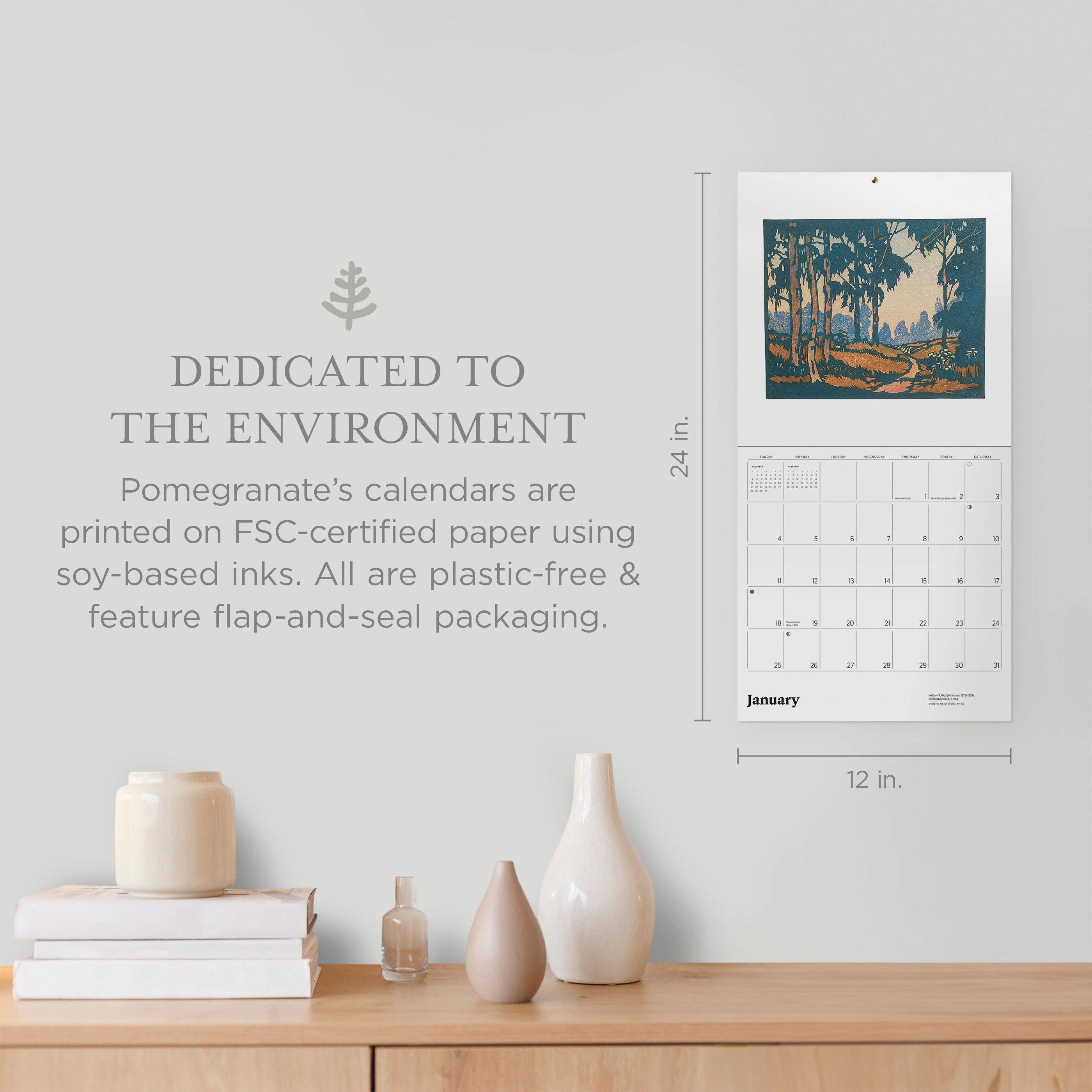Arts & Crafts Block Prints by William S. Rice 2026 Wall Calendar