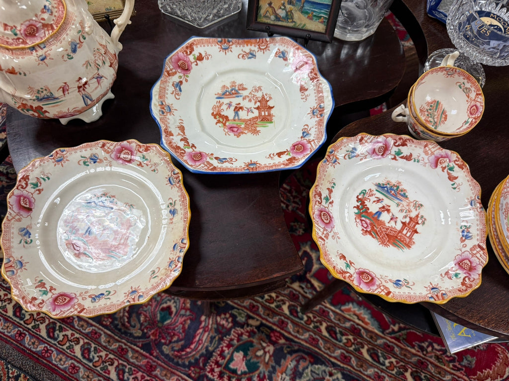 Antique Staffordshire Chinoiserie Porcelain –2 Plates