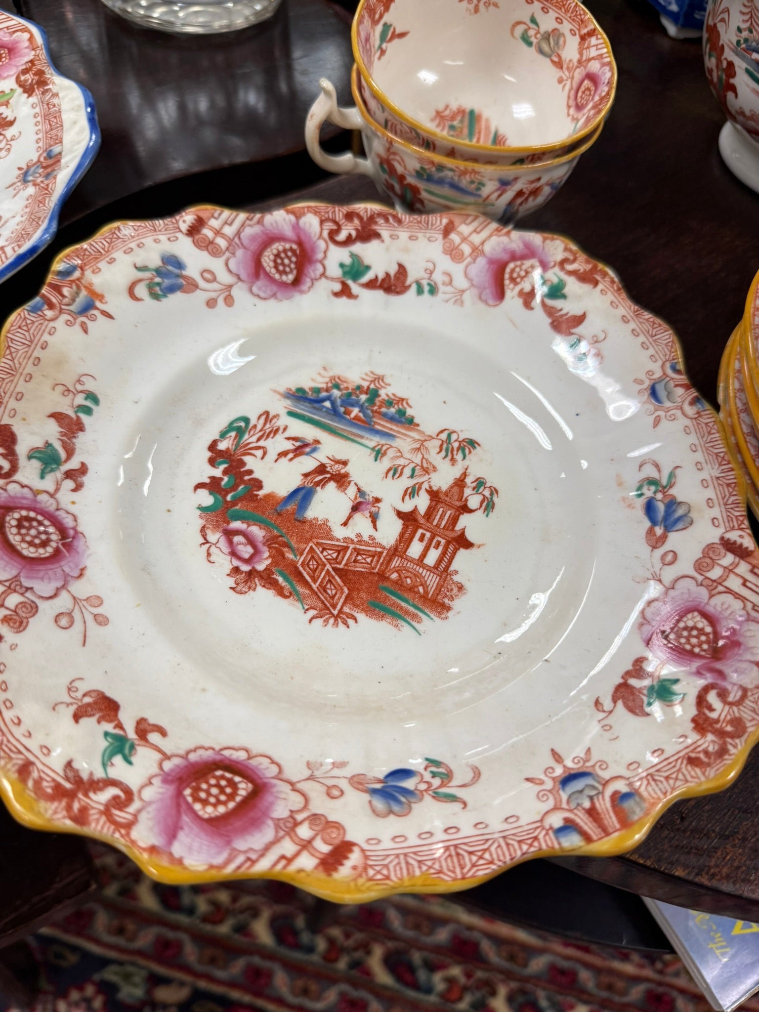 Antique Staffordshire Chinoiserie Porcelain –2 Plates