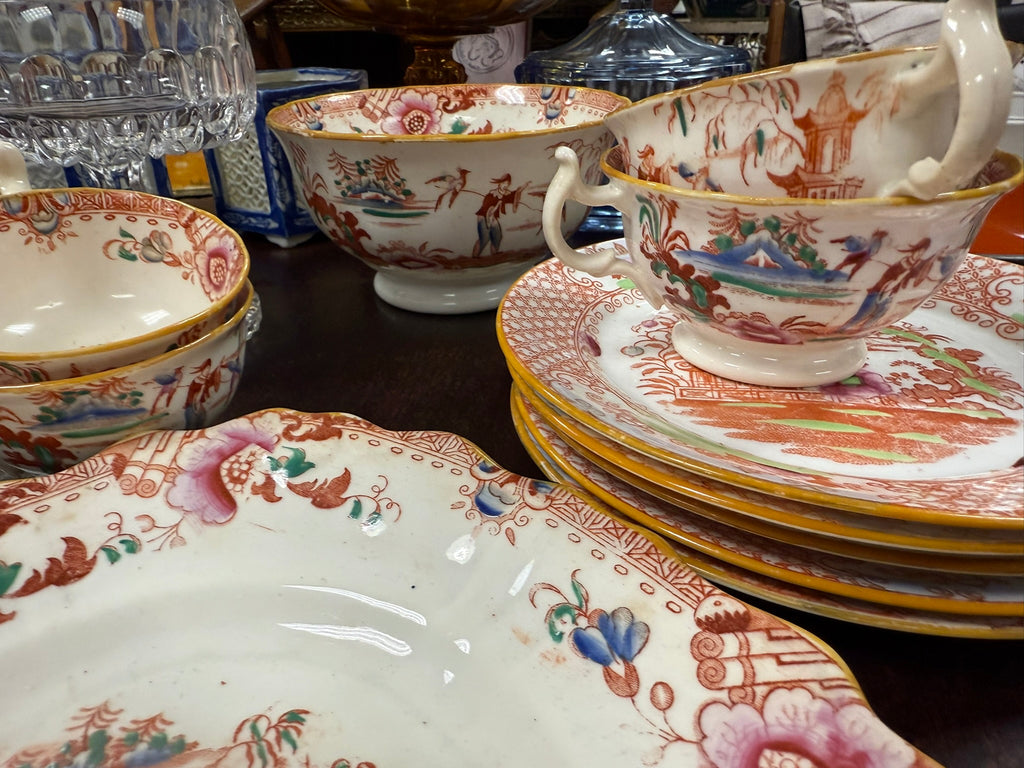 Antique Staffordshire Chinoiserie Porcelain - Teacup & Saucer