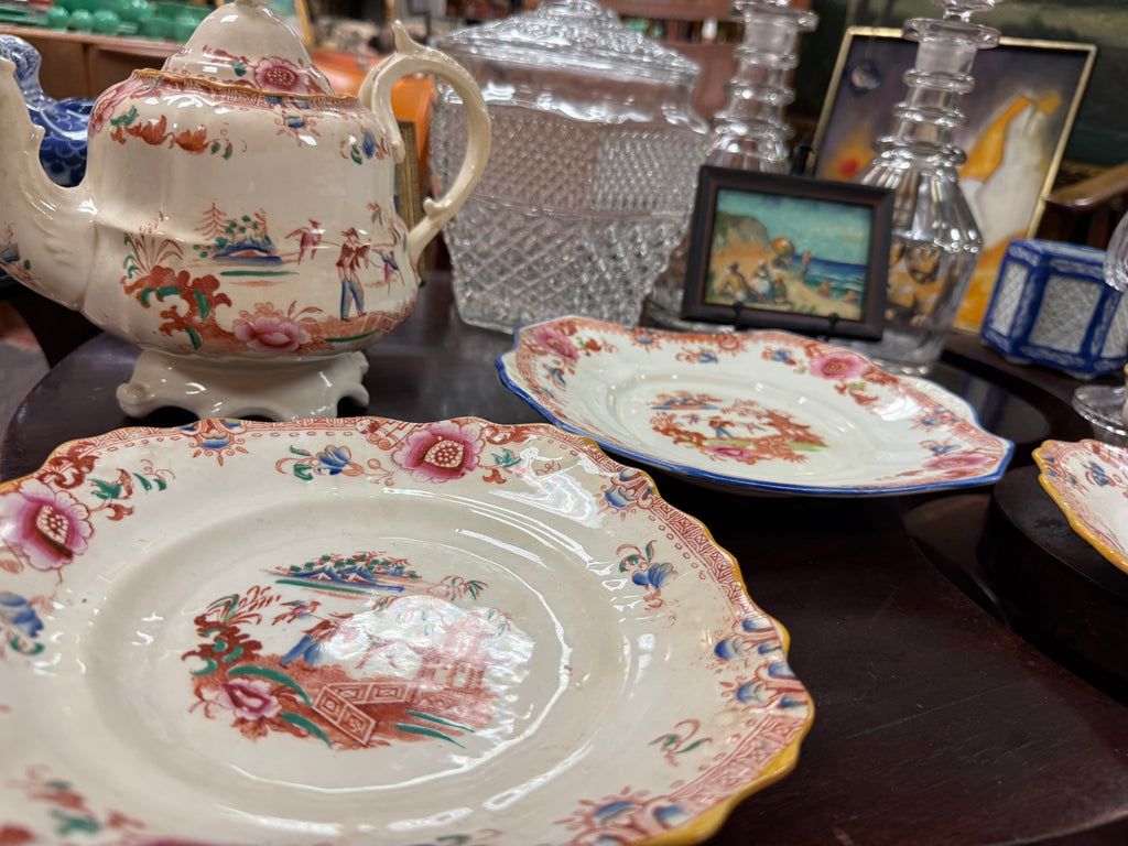 Antique Staffordshire Chinoiserie Porcelain –2 Plates