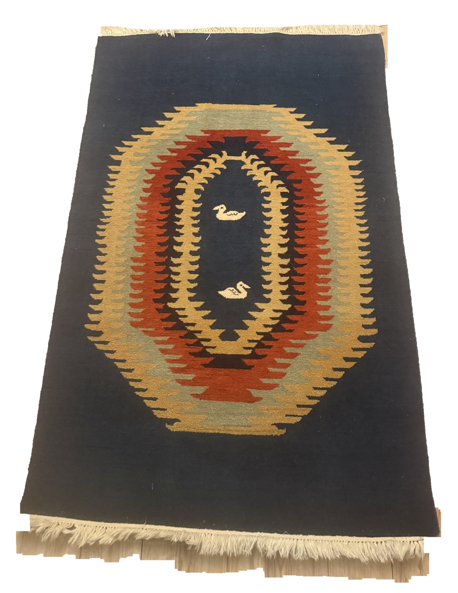 chinese hand tied rug on white background