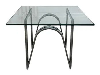 Modern chrome and glass arched-base side table