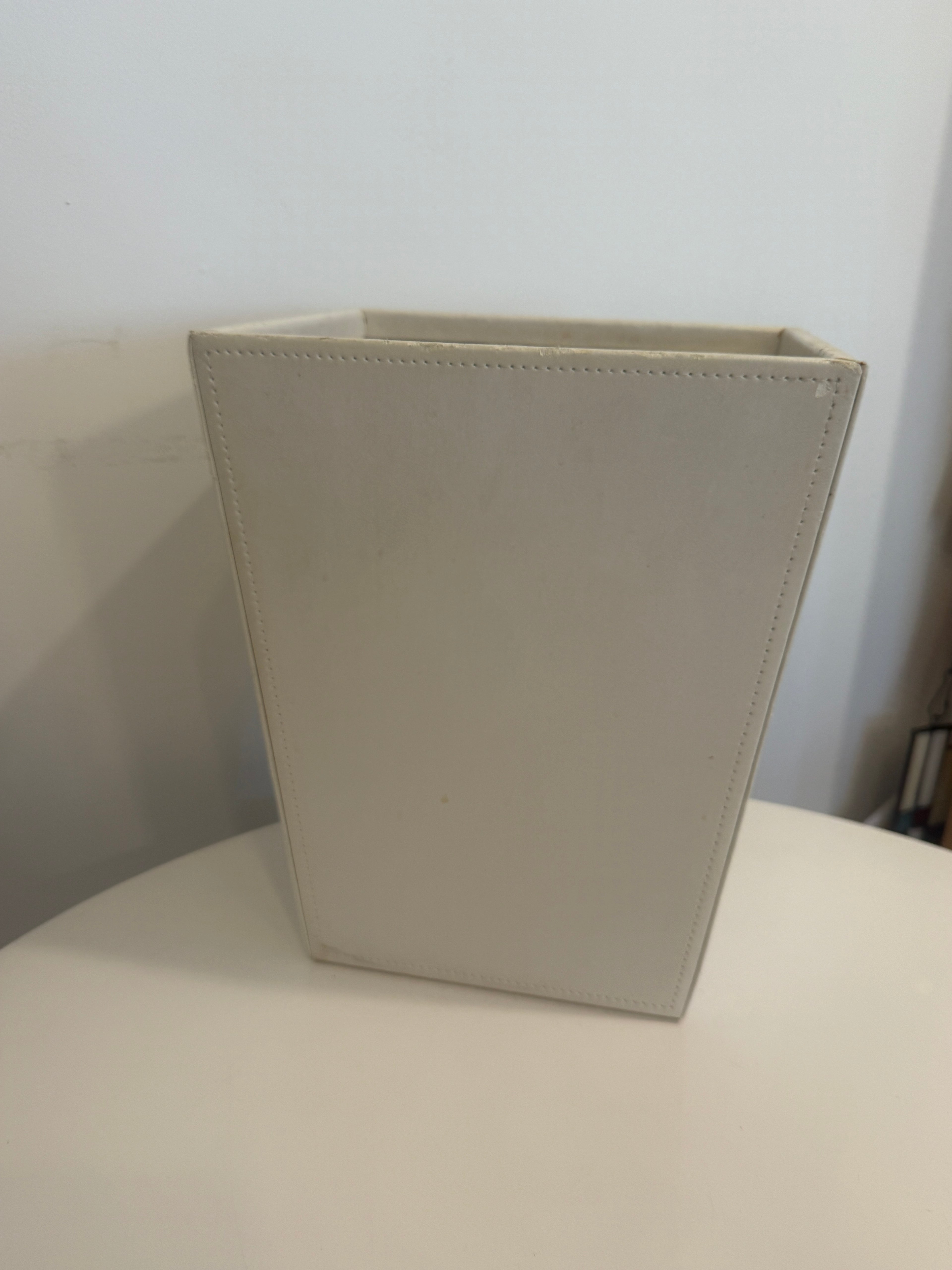Cream Leather Waste Bin
