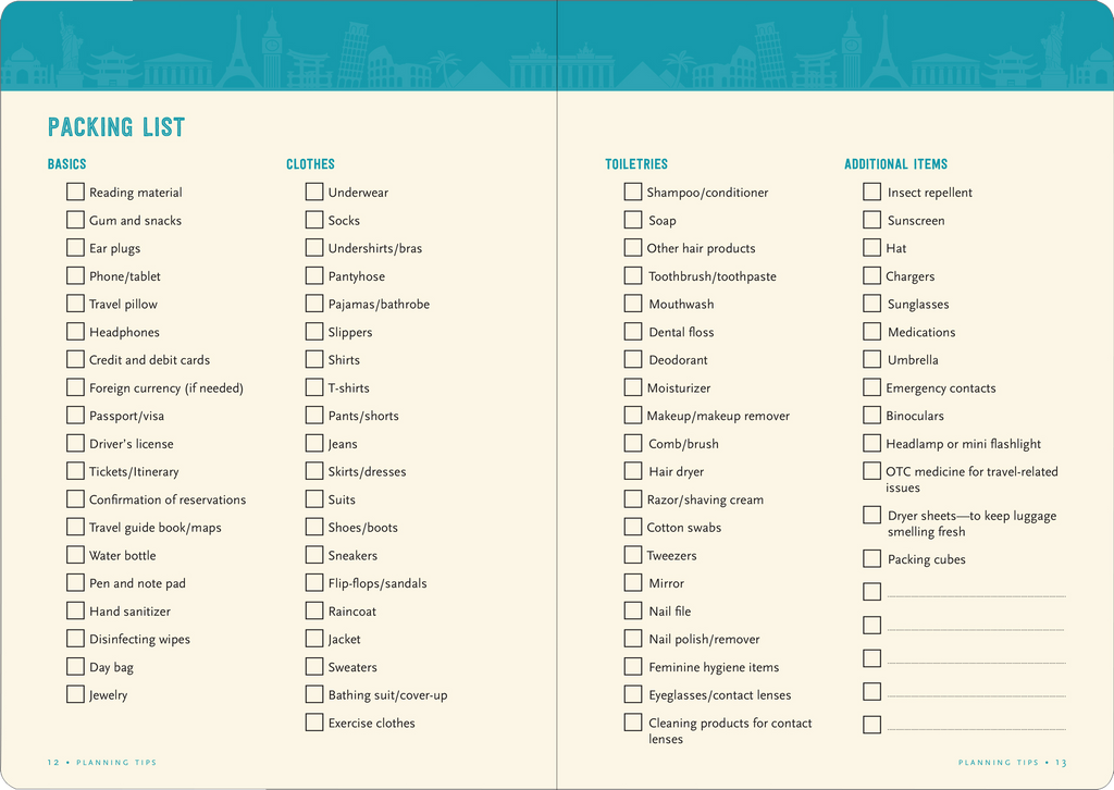 Travel Checklist Journal: A Portable Trip Planner and Diary
