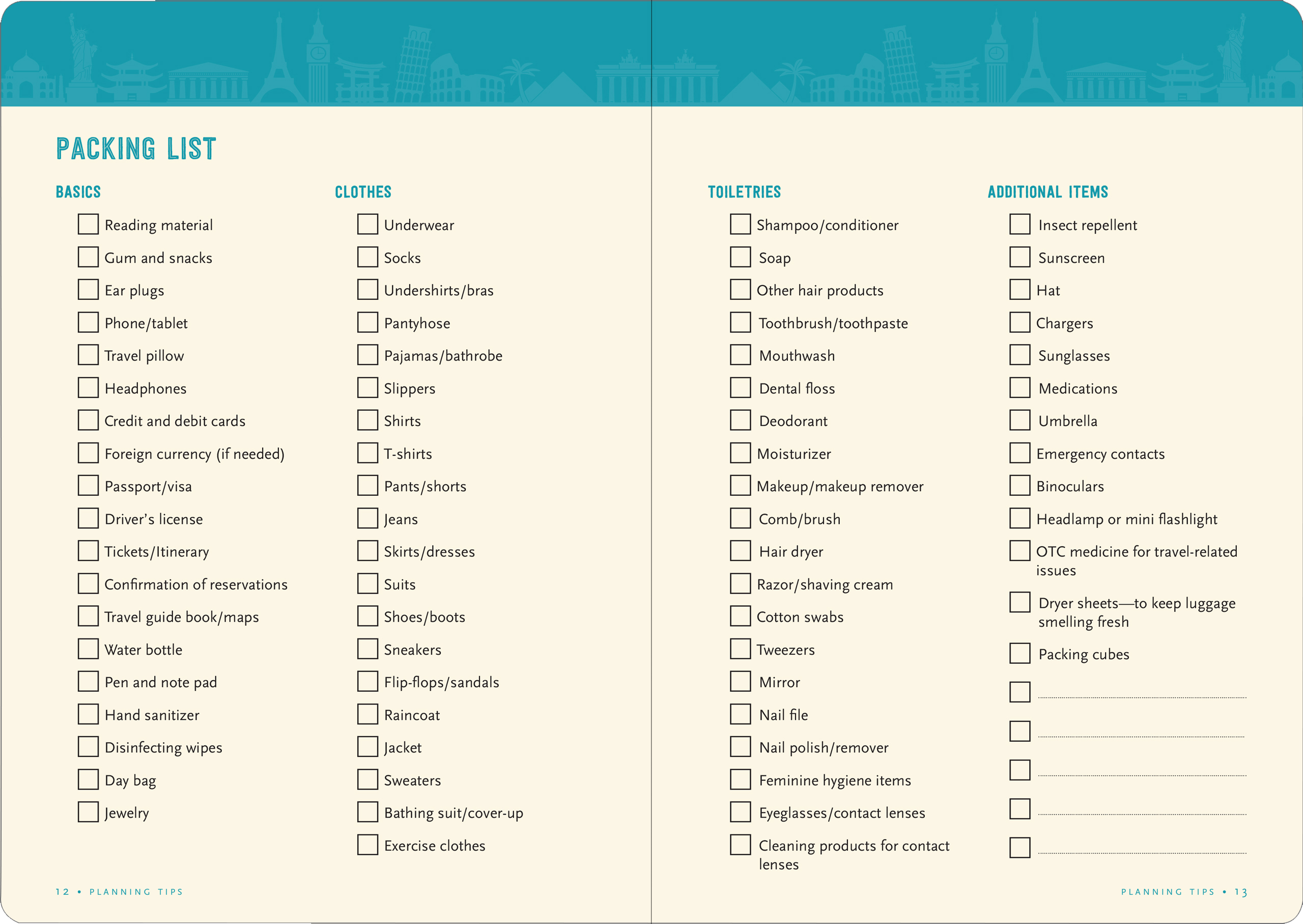 Travel Checklist Journal: A Portable Trip Planner and Diary