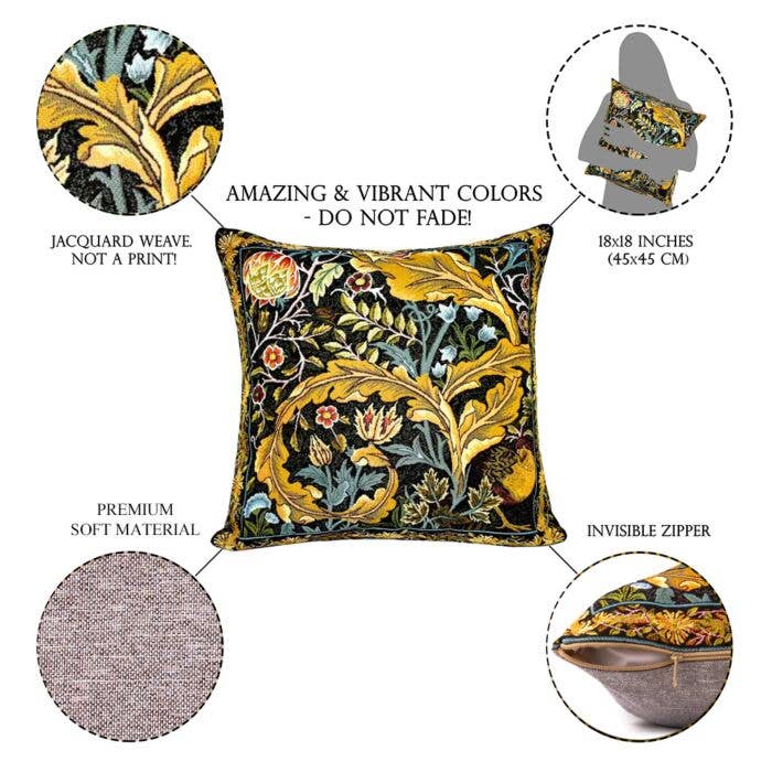 Pheasant William Morris Tapestry Pillow