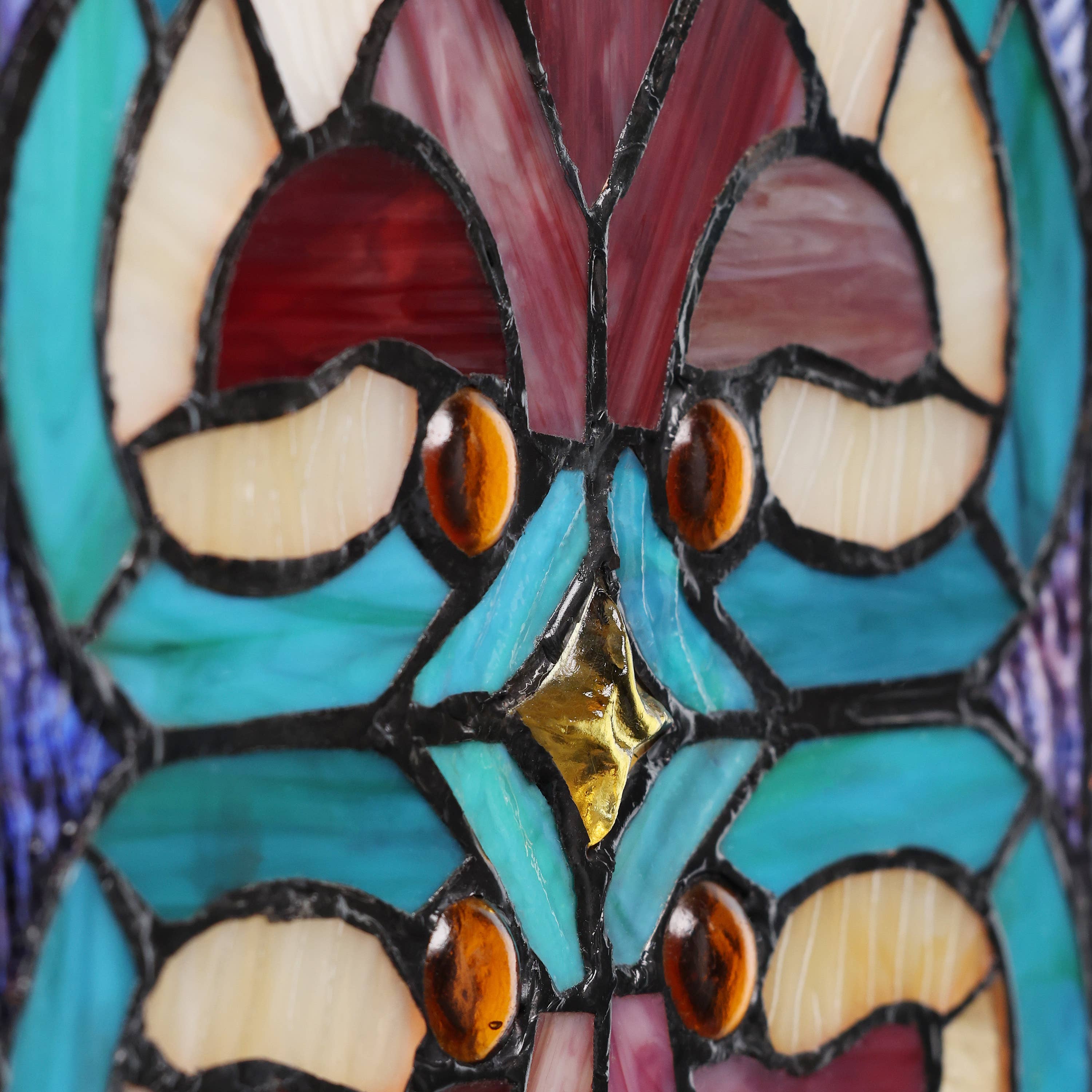 36"H Victorian Stained Glass Window Panel