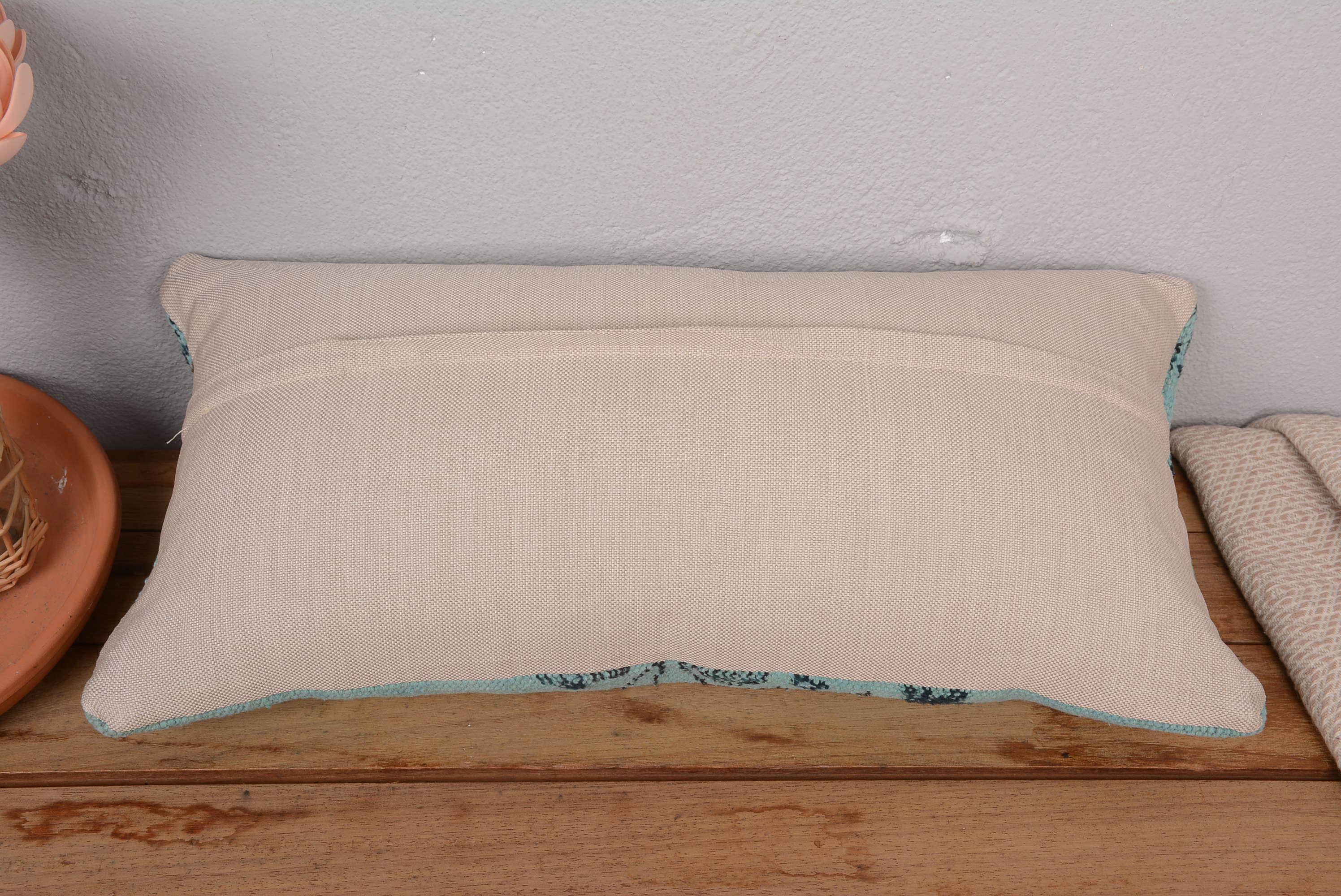 Turkish Kilim Aqua Throw Pillow 12x24