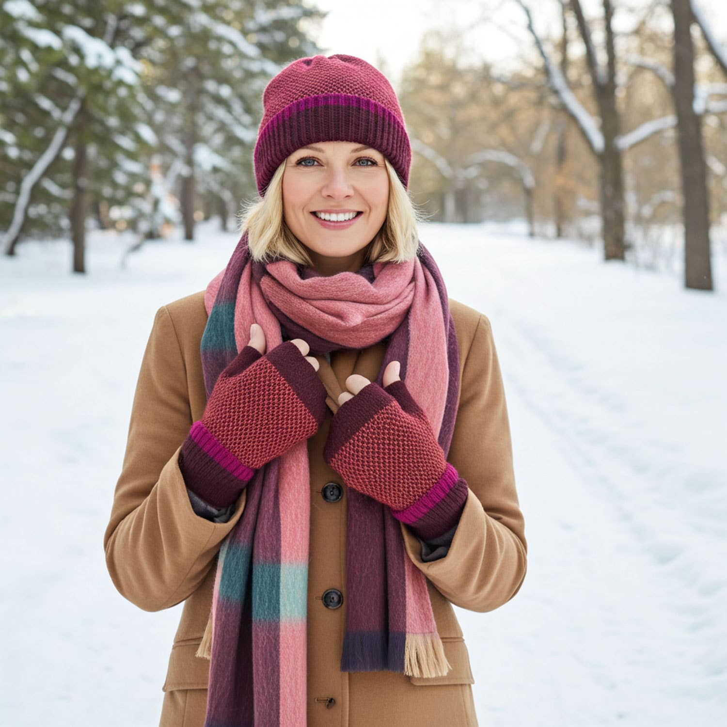 Alpaca Plaid Scarf - Sangria