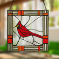 Cardinal Red Stained Glass Window Panel