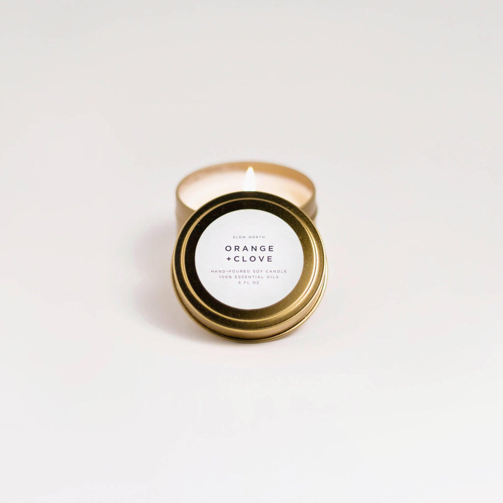 Travel Tin Candles | Orange + Clove (6 Oz)