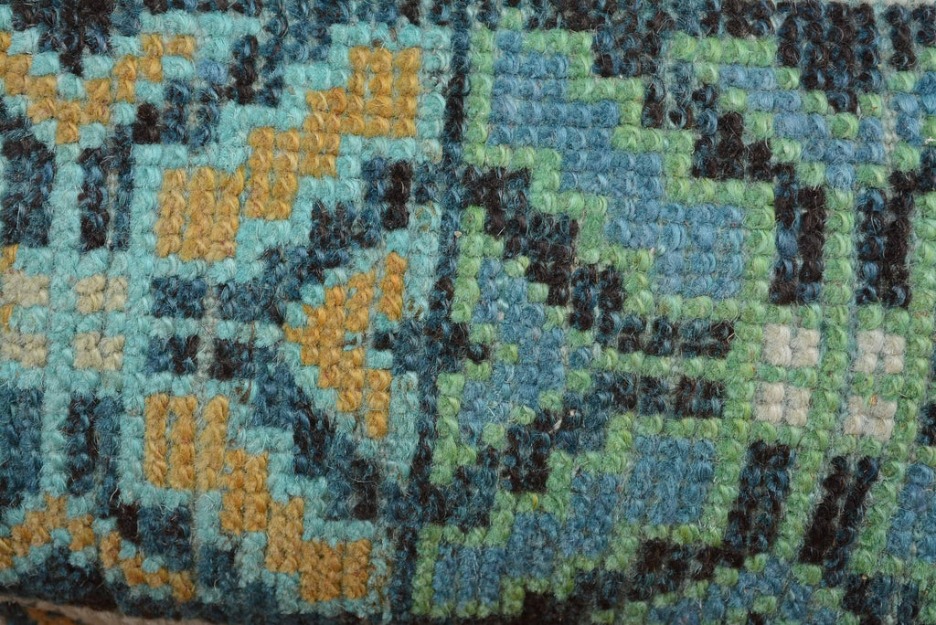 Antique Boho Vintage Blue Hand Knotted Sofa Pillow