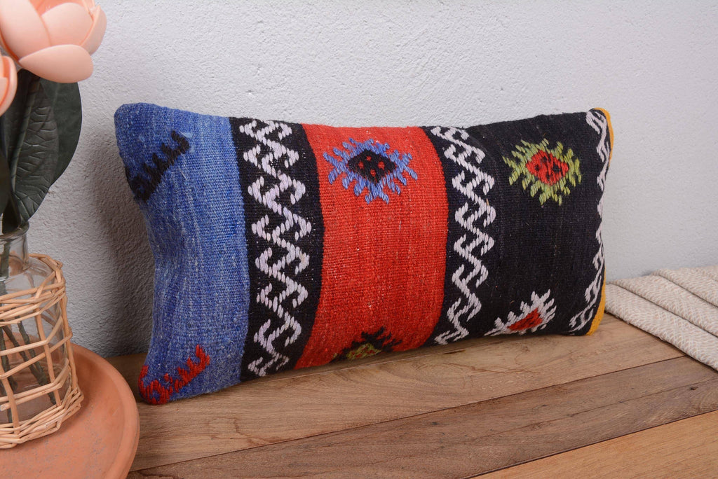 Antique Turkish Kilim Lumbar Pillow