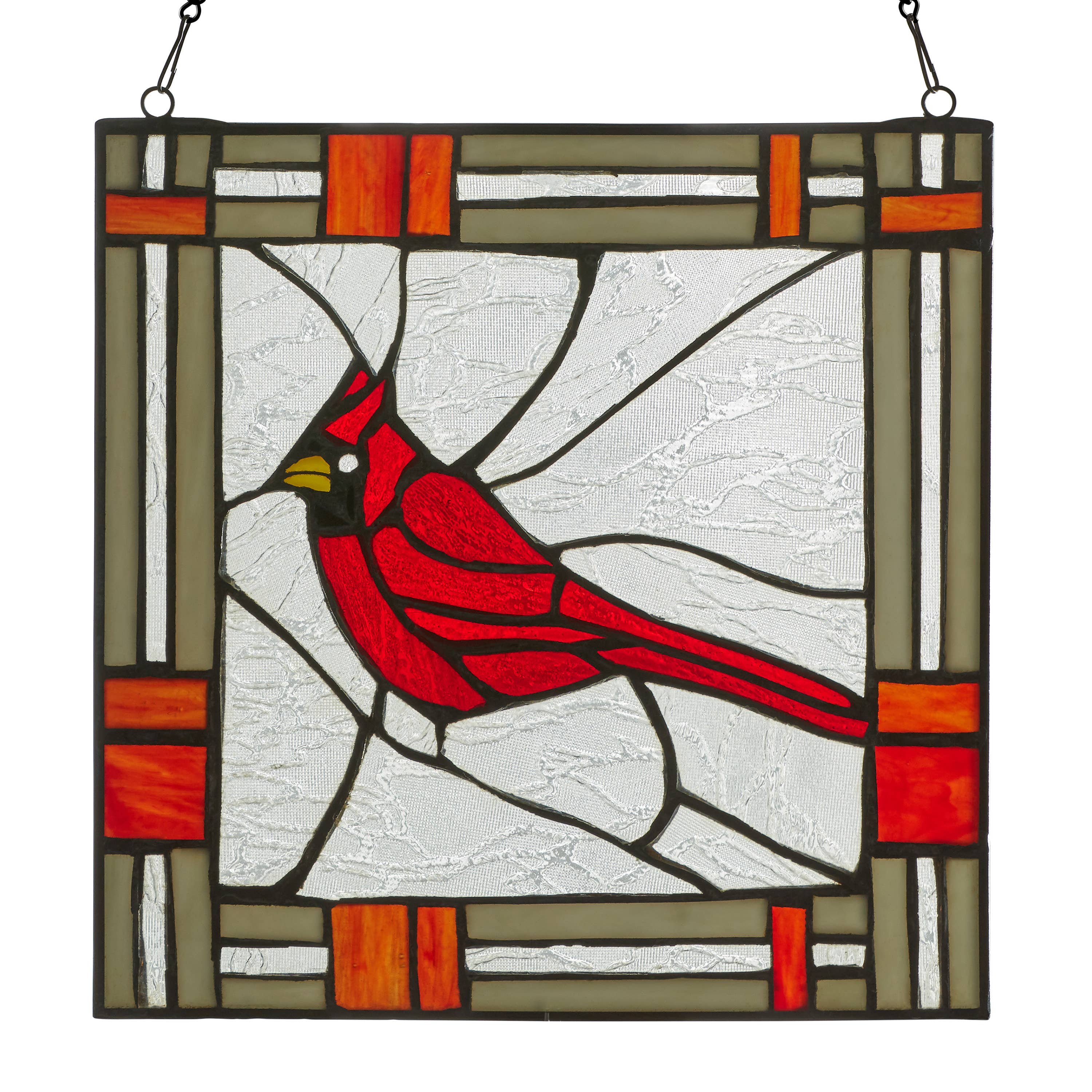 Cardinal Red Stained Glass Window Panel