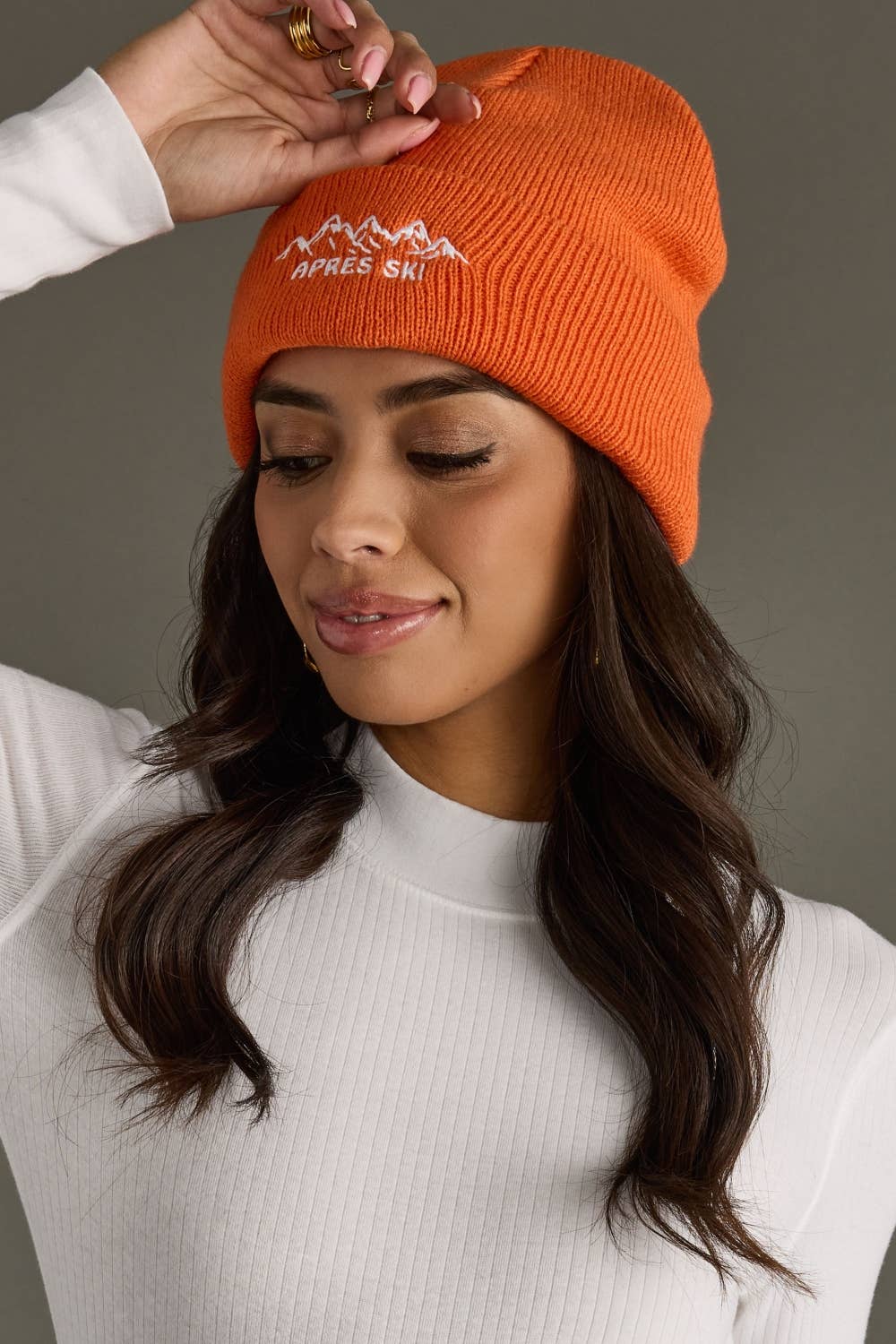 Orange Apres Ski Knit Beanie