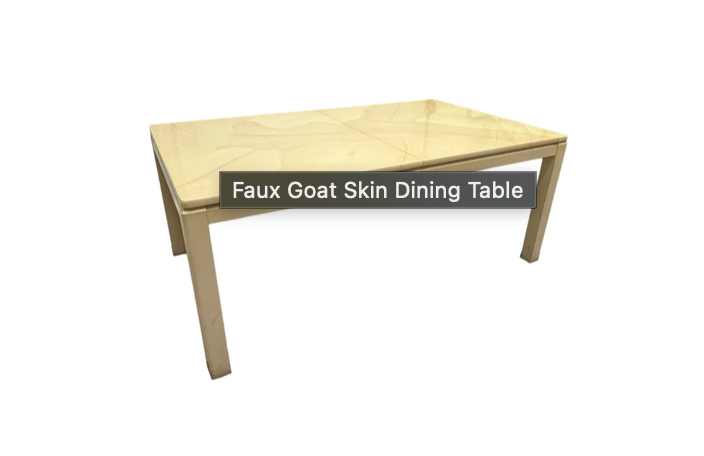 Faux goat skin lacquered dining table with two leaves