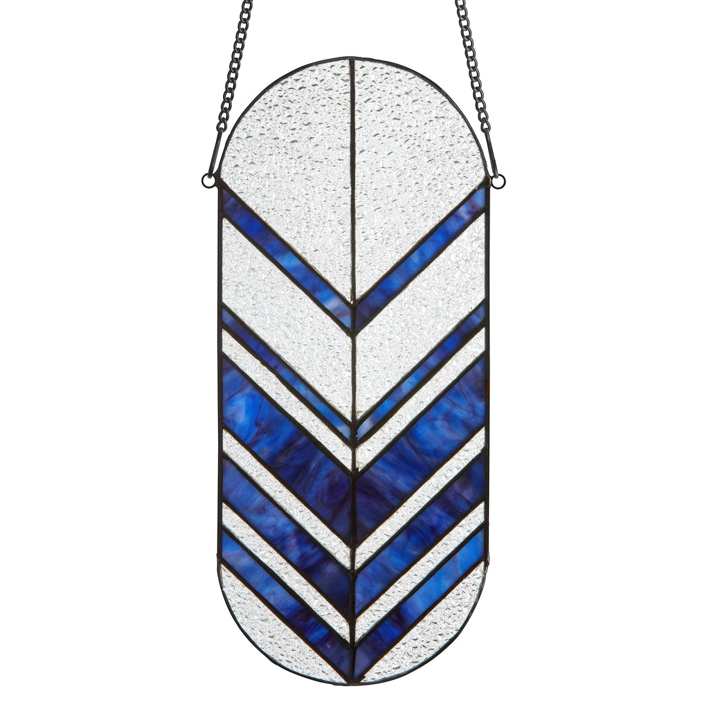 Darby Clear & Blue Arrows Stained Glass