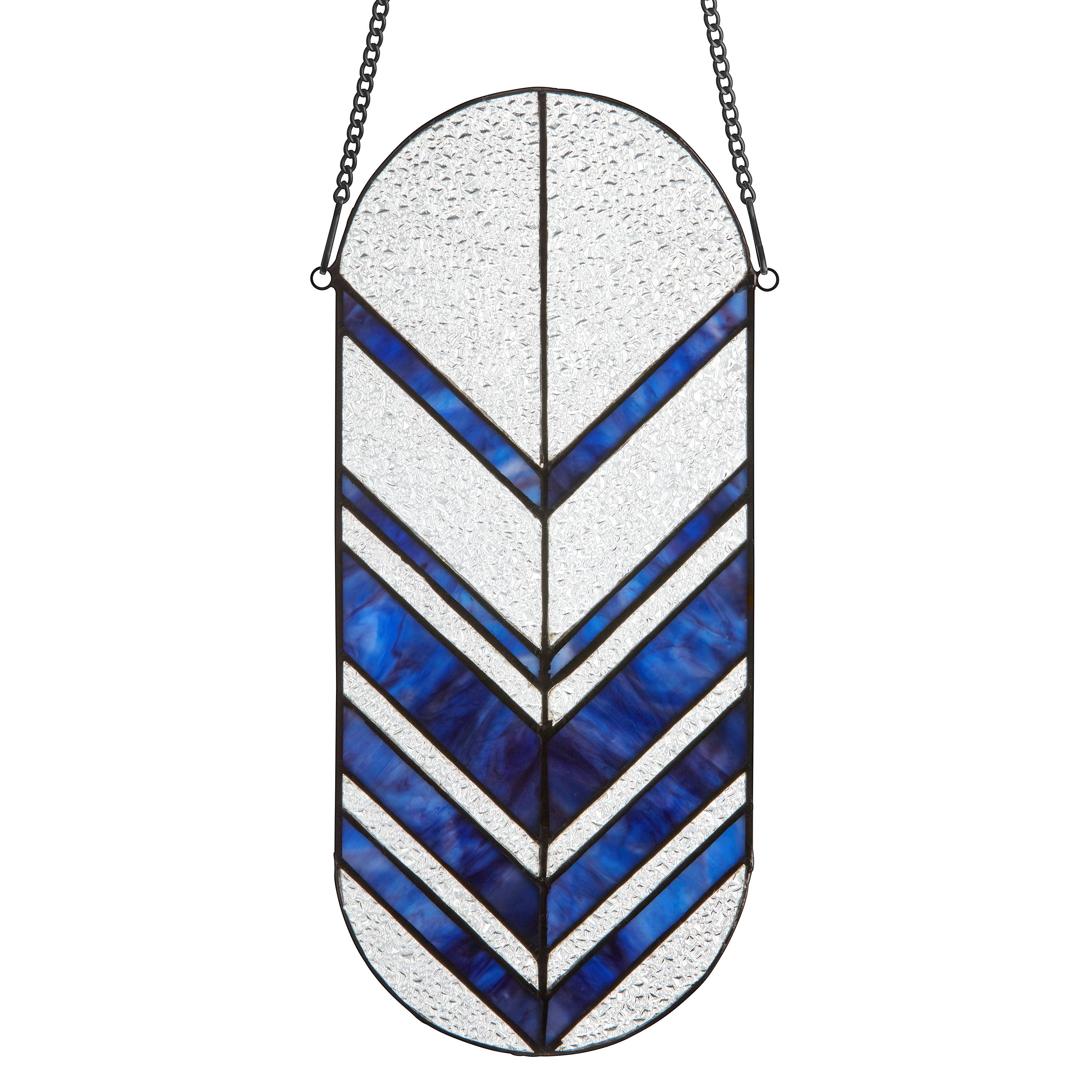 Darby Clear & Blue Arrows Stained Glass