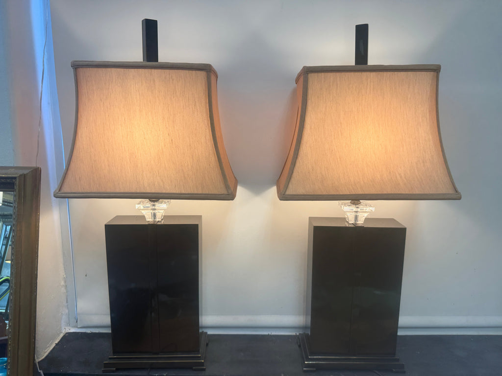 Pair Uttermost Springer-Style Metal Table Lamps