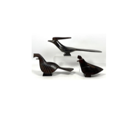 3pc Mexican Carved Ironwood Figural Bird Sculptures