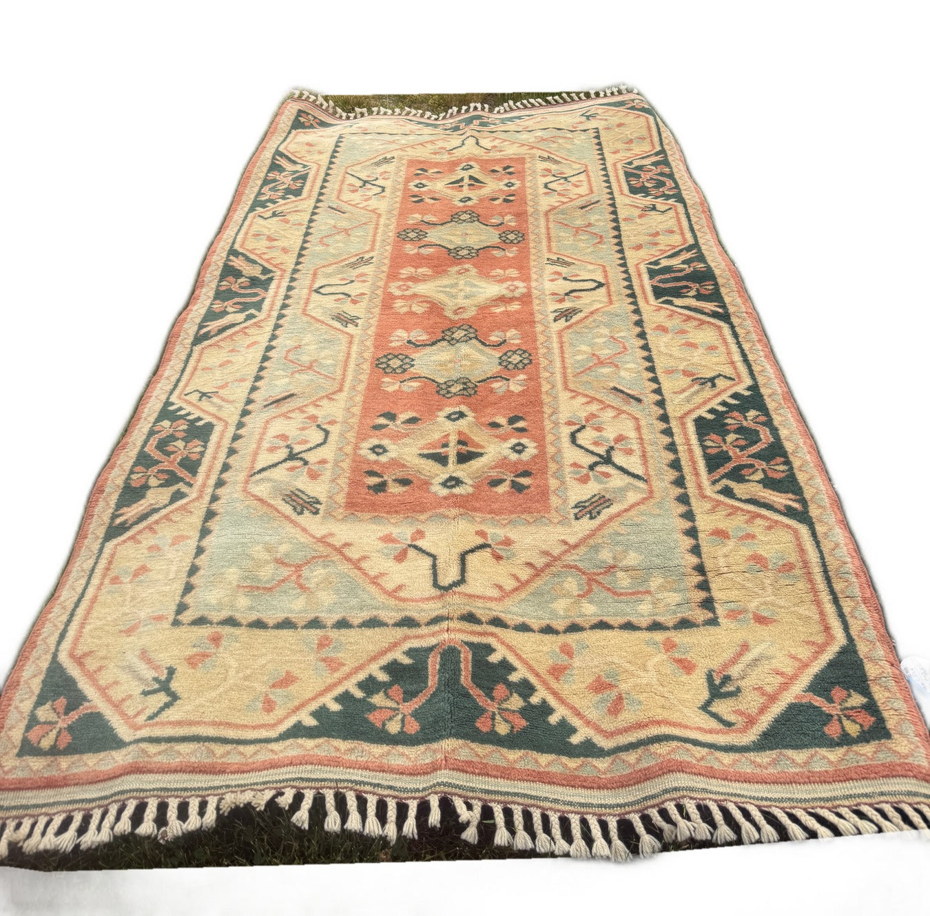 pastel turkish rug on white background
