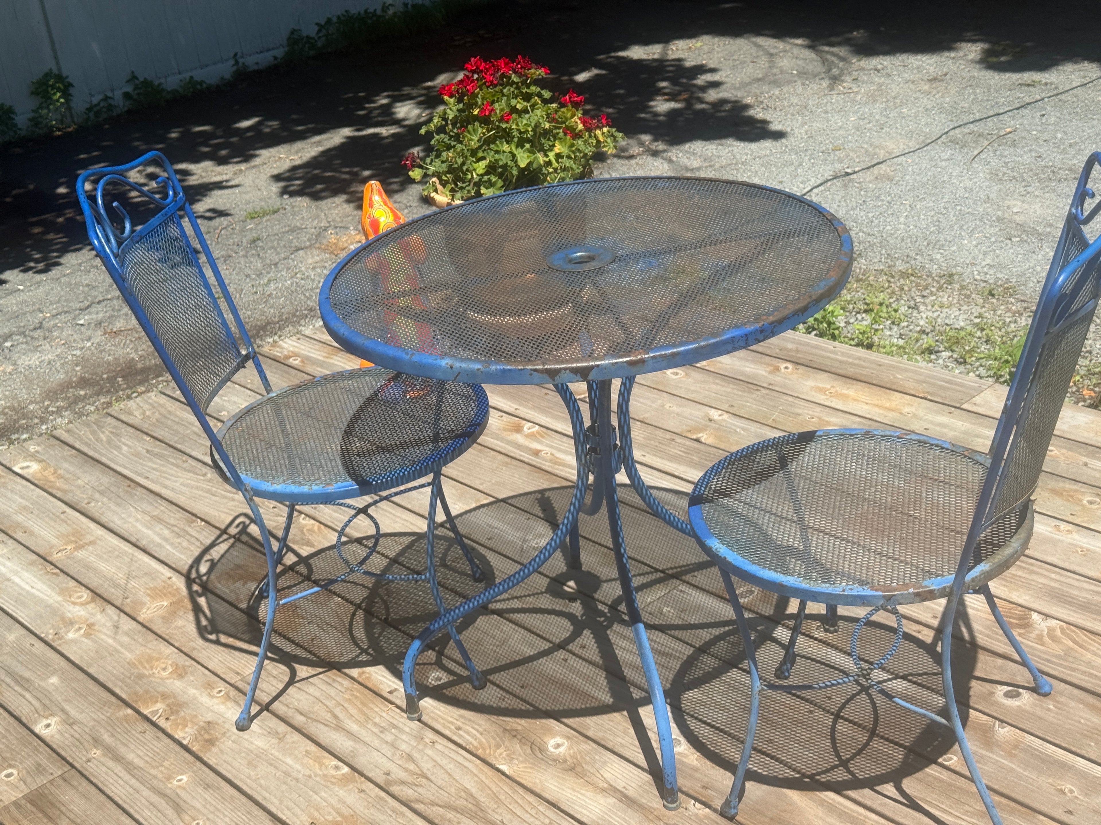Three-Piece Blue Metal Patio Set
