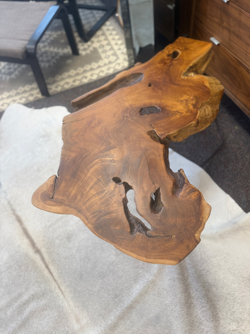Natural Slab Freeform Coffee Table, Hairpin Legs