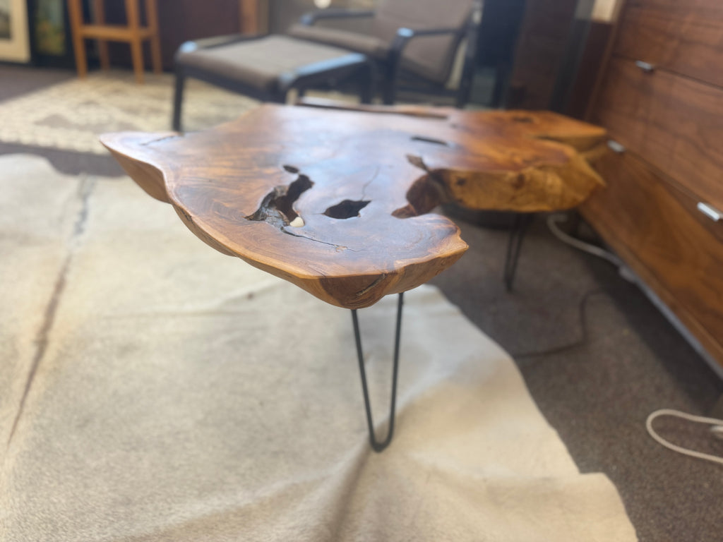 Natural Slab Freeform Coffee Table, Hairpin Legs