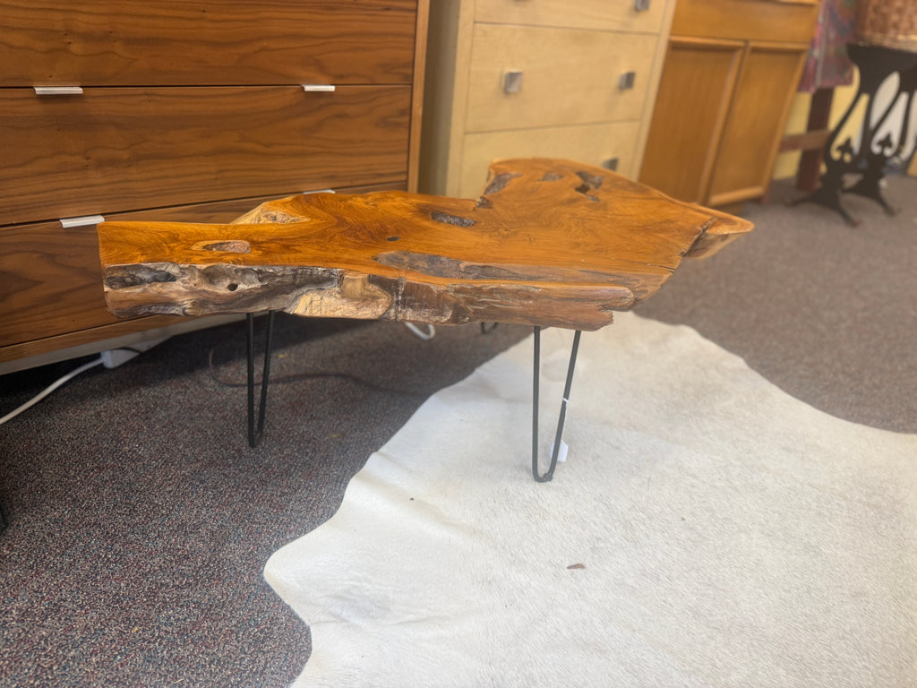 Natural Slab Freeform Coffee Table, Hairpin Legs