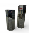 Pair of smoked glass mirrored pedestals