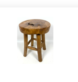 Rustic Four-Legged Solid Teak Stool