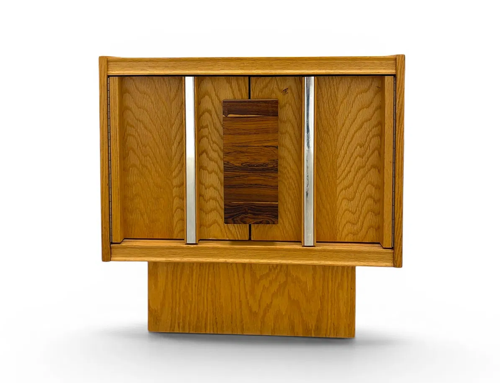 Tobago brutalist style oak veneer nightstand