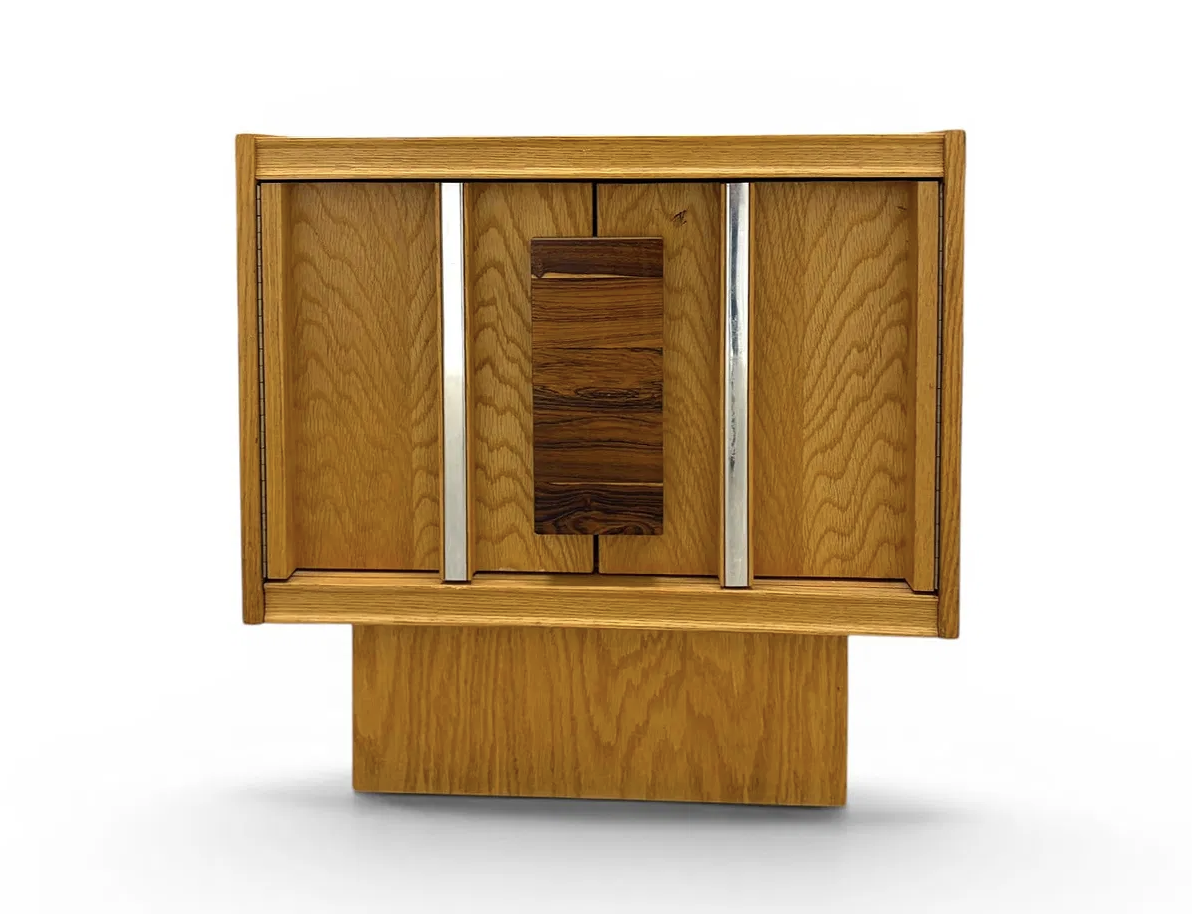 Tobago brutalist style oak veneer nightstand