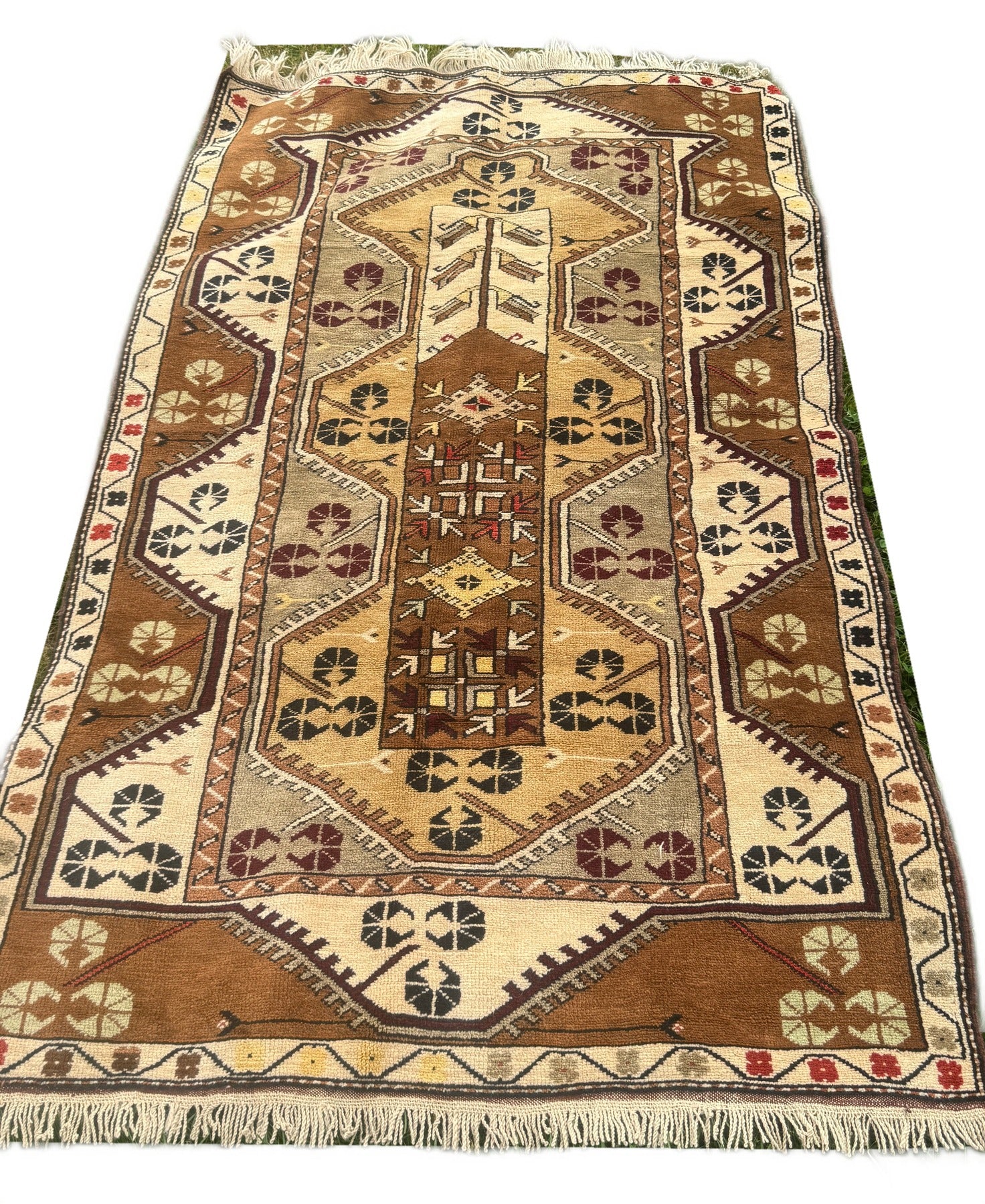 vintage turkish rug on white background